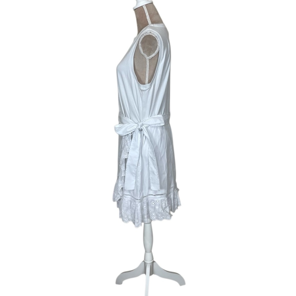 cinq a sept “Mahlia” White Eyelet Detail Ruffle Wrap Mini Dress NWT $325 - Picture 7 of 15